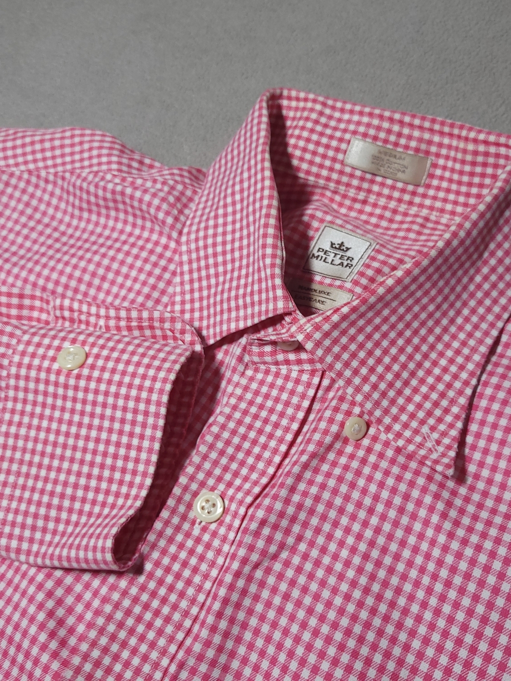 Peter Millar Men's Pink Gingham Button-Down Shirt